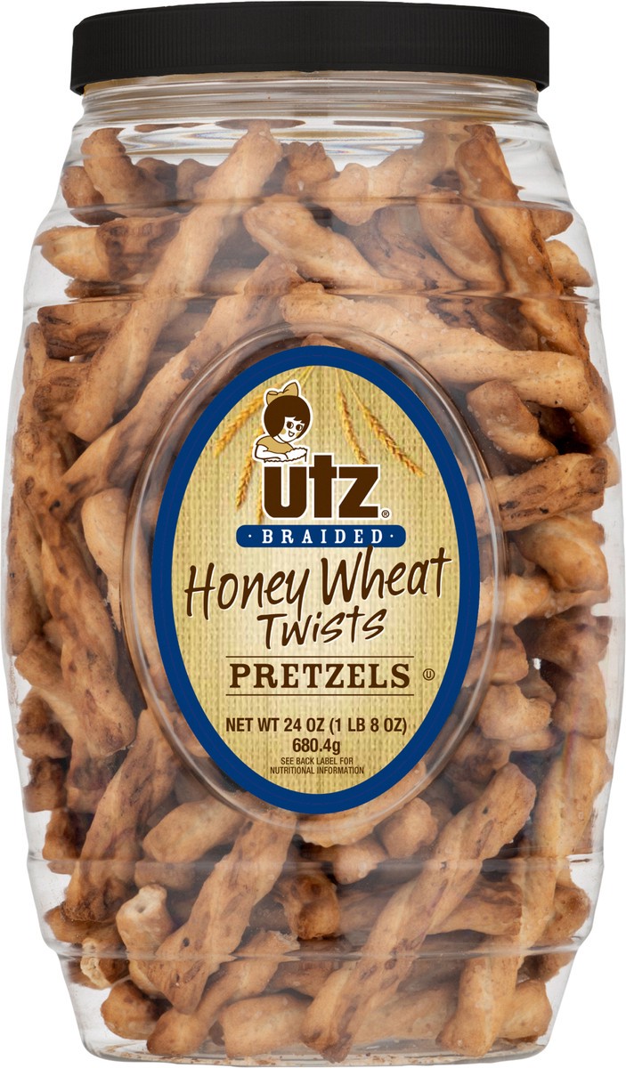 slide 3 of 12, Utz Barrel Pretzel Hny Wheat, 24 oz