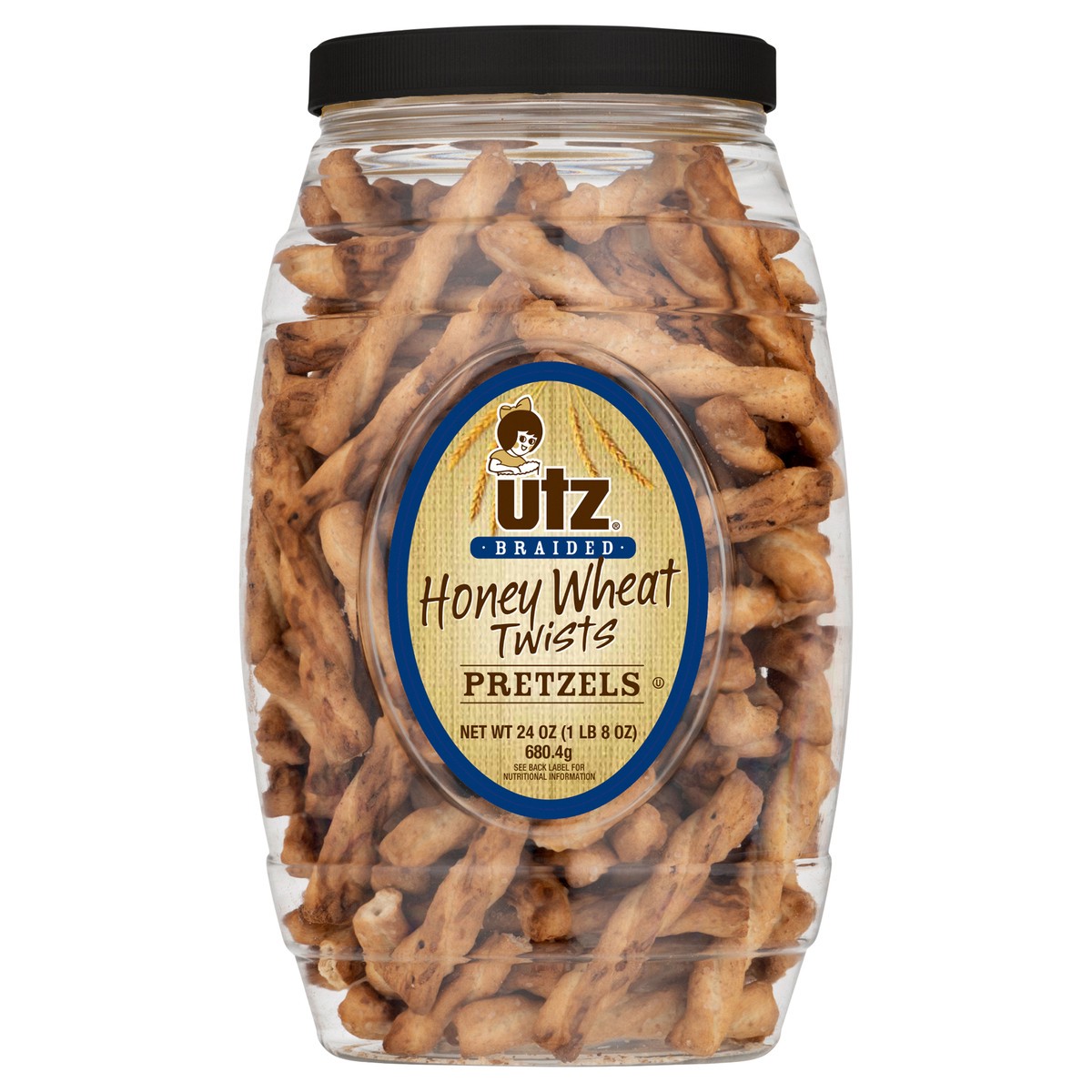 slide 9 of 12, Utz Barrel Pretzel Hny Wheat, 24 oz