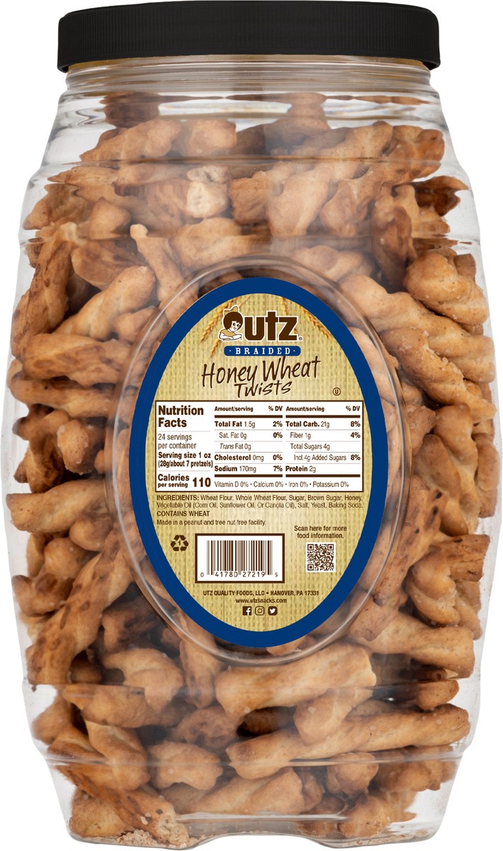 slide 12 of 12, Utz Barrel Pretzel Hny Wheat, 24 oz