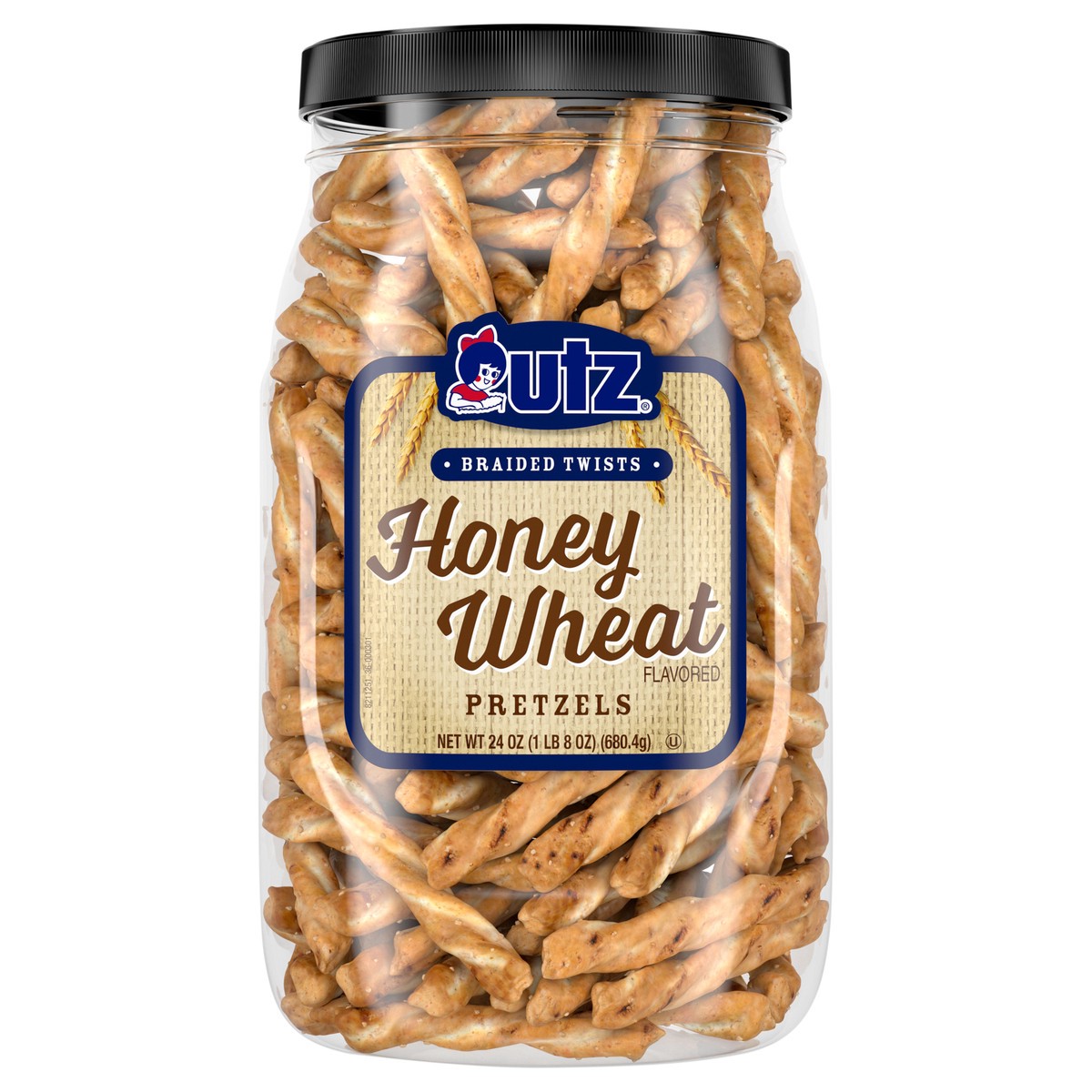 slide 1 of 12, Utz Barrel Pretzel Hny Wheat, 24 oz