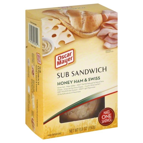 slide 1 of 1, Oscar Mayer Sub Sandwich, Honey Ham & Swiss, 6.8 oz