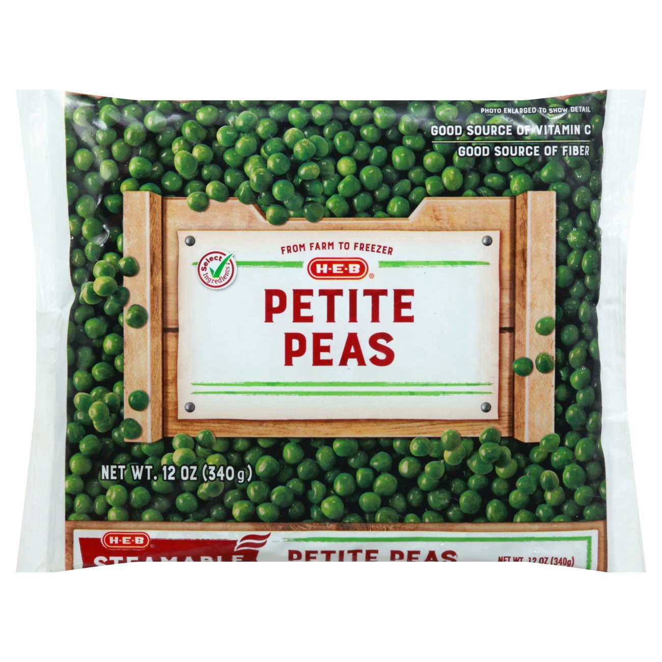 slide 1 of 1, H-E-B Frozen Steamable Petite Peas, 12 oz