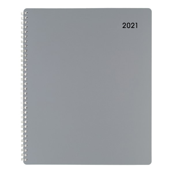 slide 1 of 1, Office Depot Brand Monthly Planner, 8-1/2'' X 11'', Silver, January To December 2021, Od001630, 1 ct