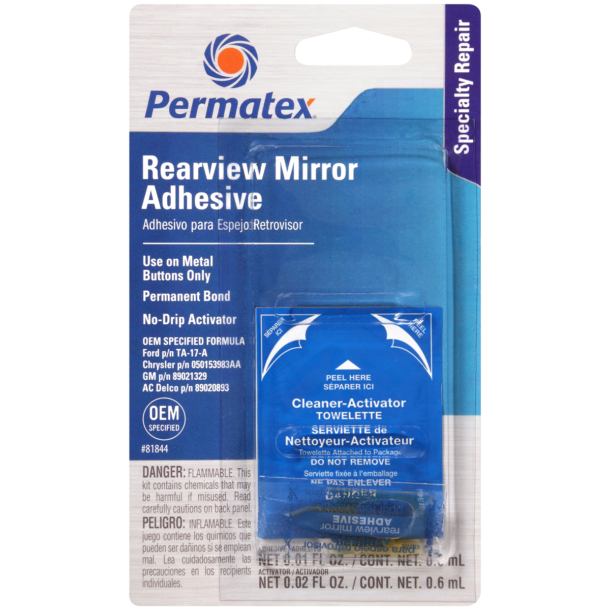 slide 1 of 1, Permatex Item #81844 Rearview Mirror Adhesive 0.02 fl. oz, 0.02 fl oz