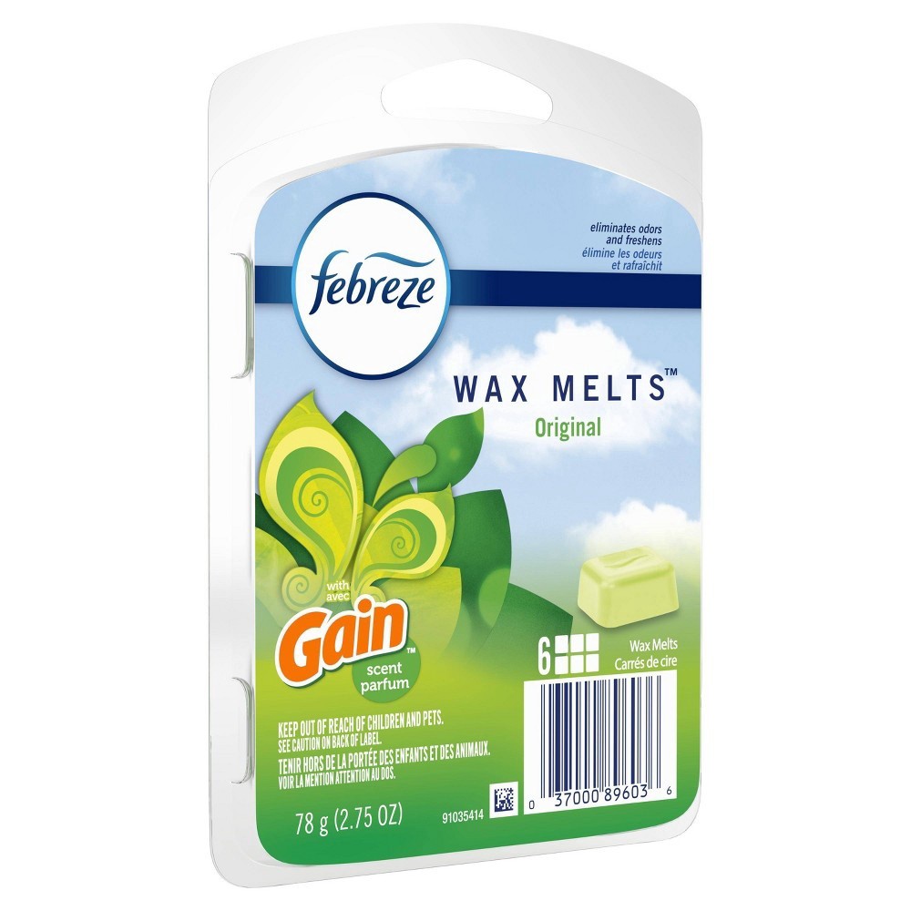 slide 2 of 6, Febreze Odor-Eliminating Wax Melts Air Freshener with Gain Original Scent, 6 ct