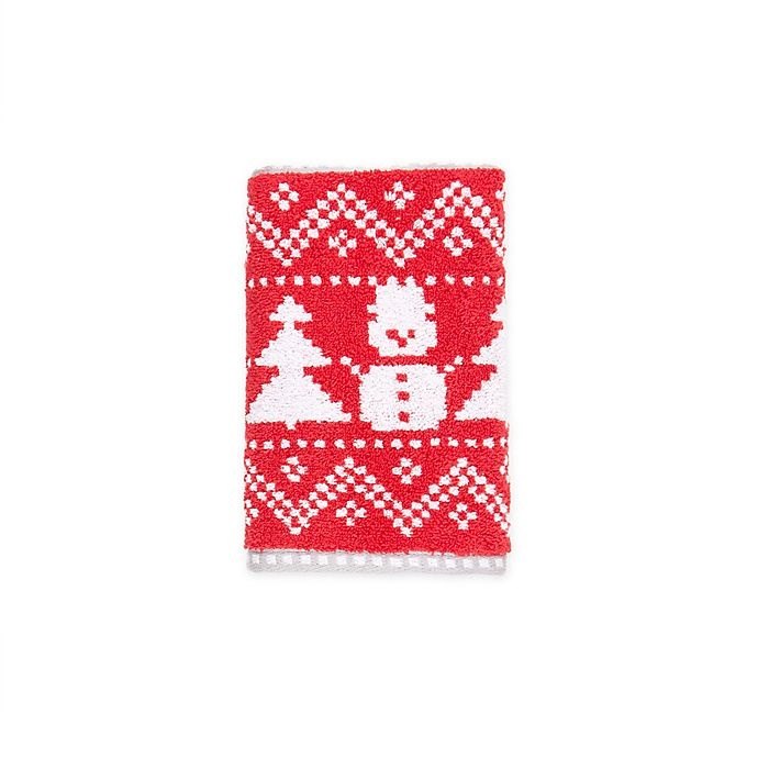 slide 1 of 1, Winter Wonderland Fairisle Snowman Hand Towel - Red, 1 ct