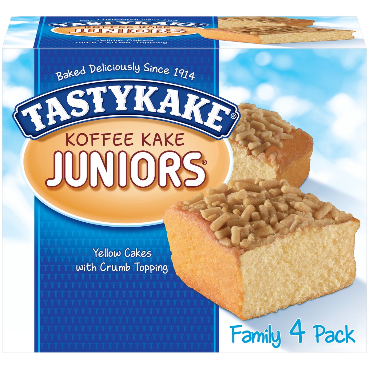 slide 5 of 13, Tastykake Koffee Kake Juniors, 4 Count, 4 Individually Wrapped Yellow Cakes with Crumb Topping, 4 ct