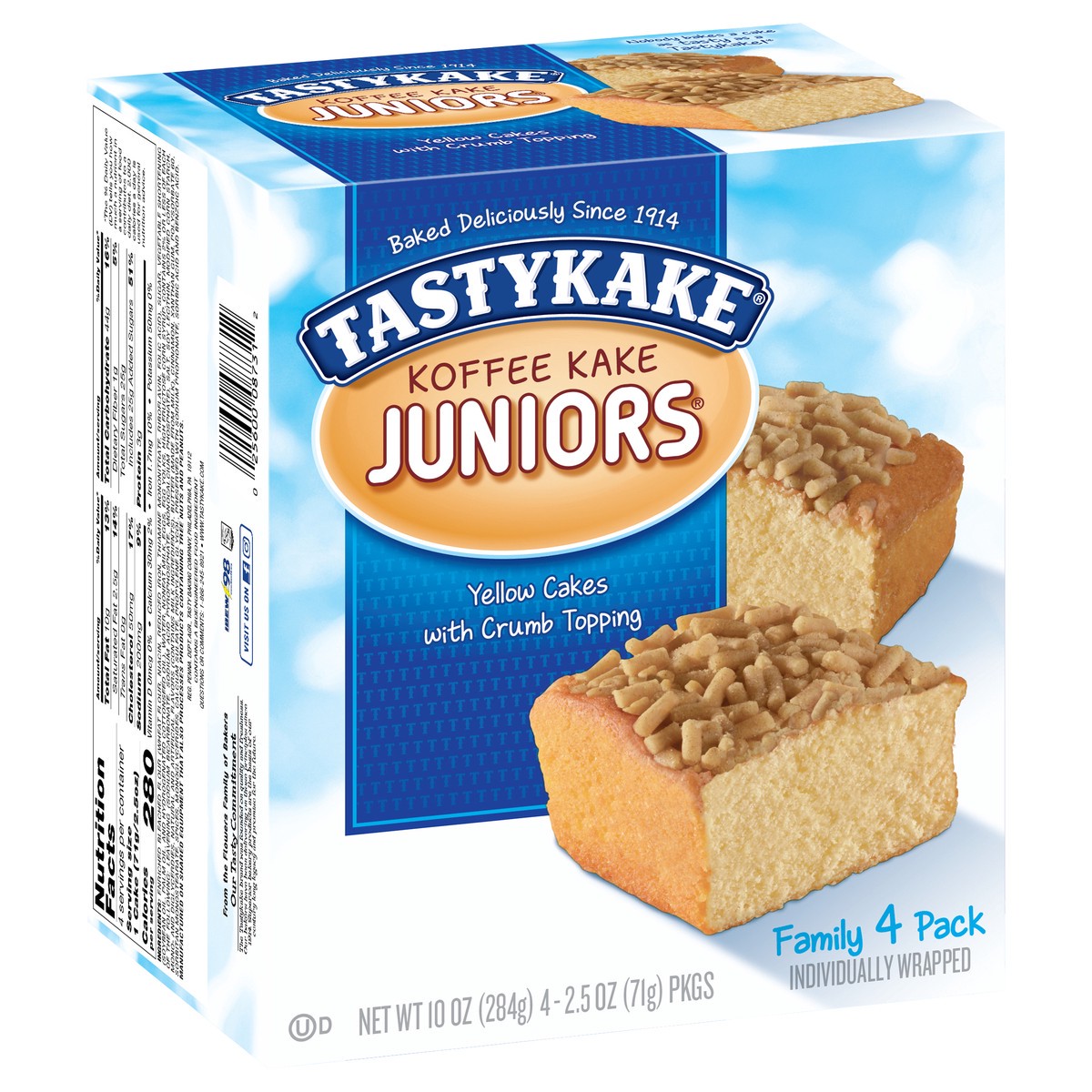slide 13 of 13, Tastykake Koffee Kake Juniors, 4 Count, 4 Individually Wrapped Yellow Cakes with Crumb Topping, 4 ct