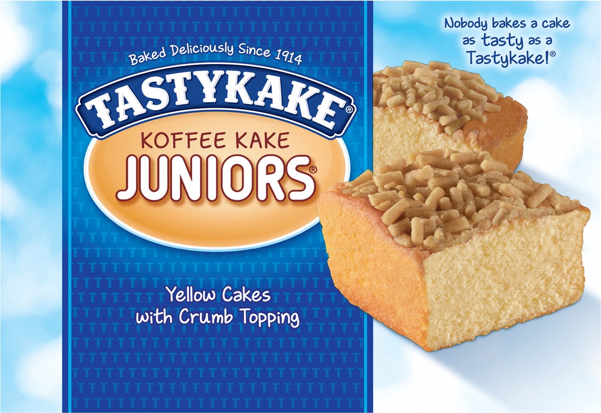 slide 8 of 13, Tastykake Koffee Kake Juniors, 4 Count, 4 Individually Wrapped Yellow Cakes with Crumb Topping, 4 ct