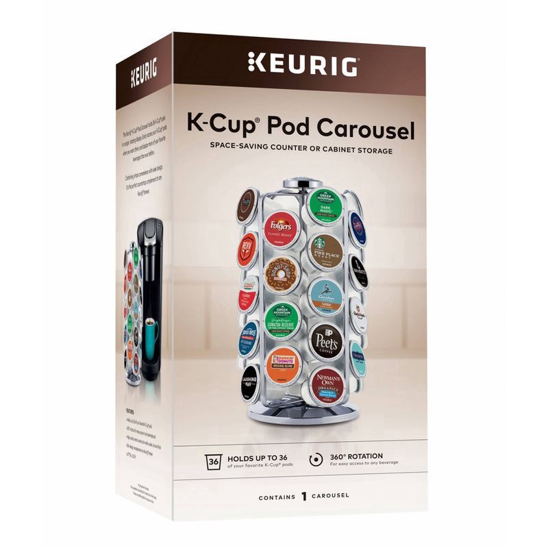 slide 2 of 3, Keurig 36ct K-Cup Pod Storage Carousel Keurig Coffee Pod Storage Carousel, Holds and Organizes 36 K-Cup Pods, Chrome, 36 ct