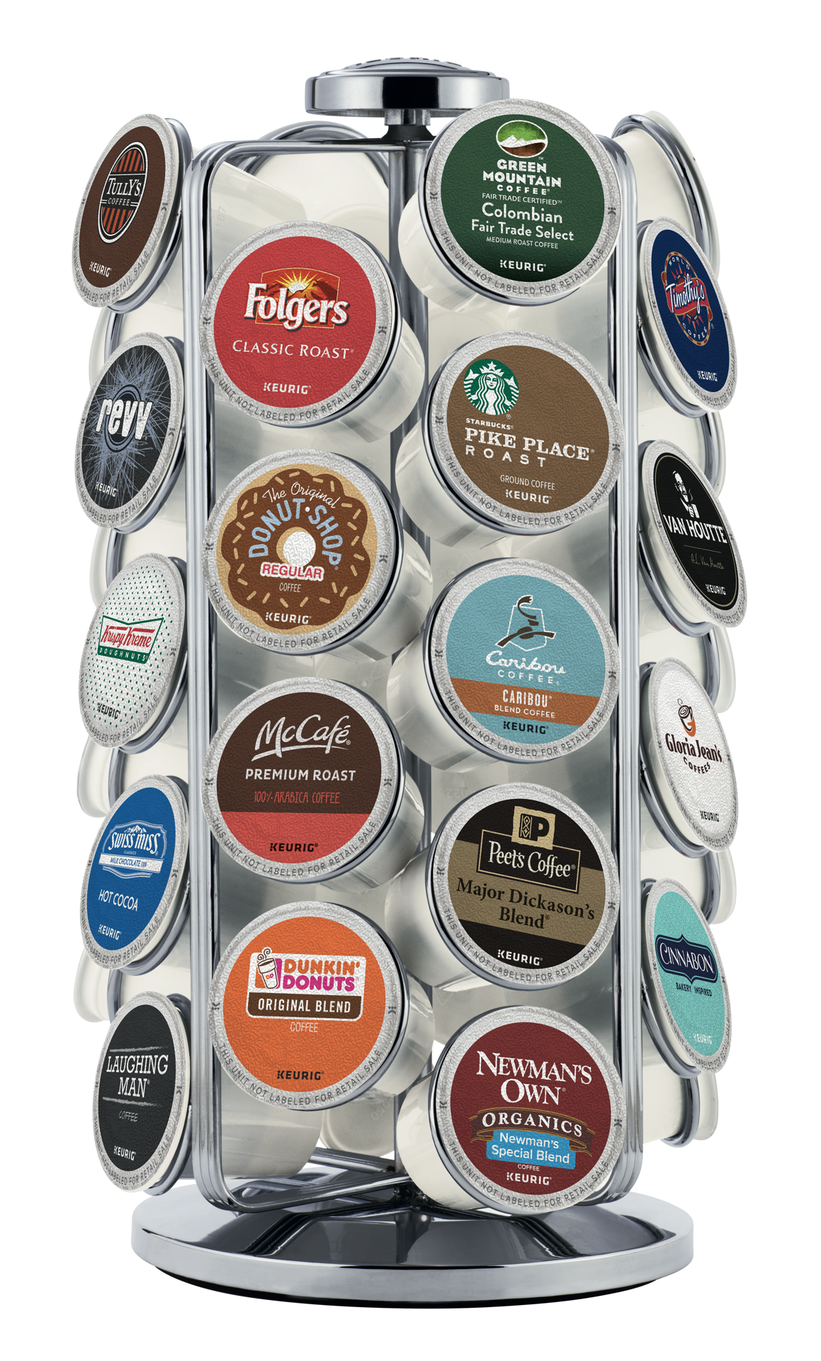 slide 1 of 3, Keurig 36ct K-Cup Pod Storage Carousel Keurig Coffee Pod Storage Carousel, Holds and Organizes 36 K-Cup Pods, Chrome, 36 ct
