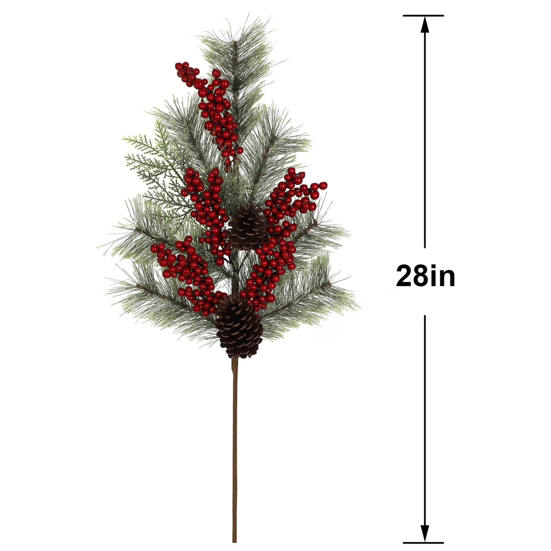 slide 3 of 3, 28" Green Cashmere Pine & Red Berry Stem By Ashland, 28 in