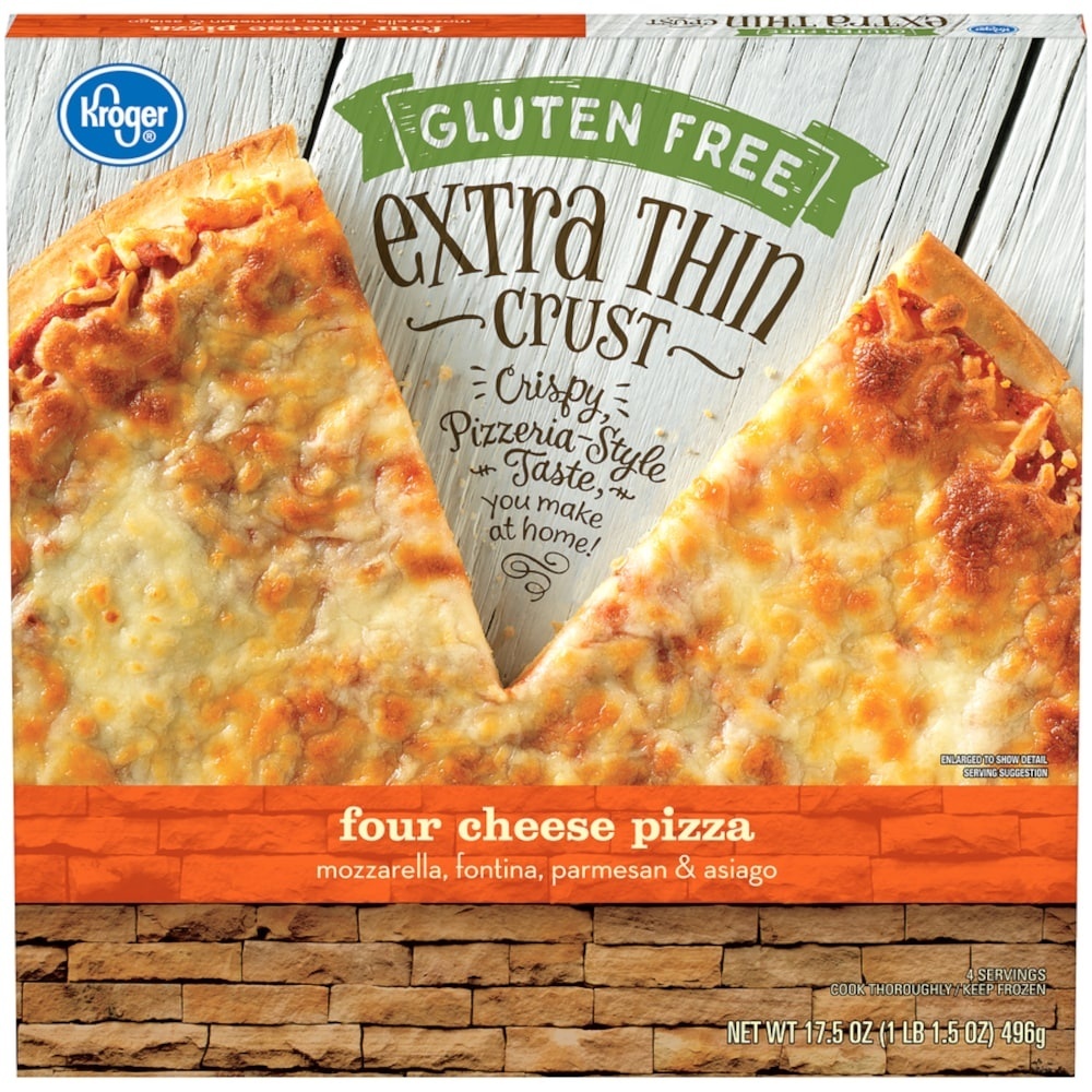 slide 1 of 1, Kroger Gluten Free Extra Thin Crust Four Cheese Pizza, 17.5 oz