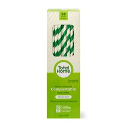 Total Home Earth Essentials Compostable Paper Straws 50 Ct