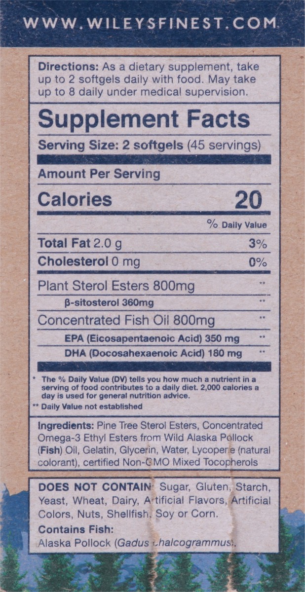 slide 2 of 9, Wiley's Finest Wild Alaskan Fish Oil Cholesterol Support Softgels, 90 ct