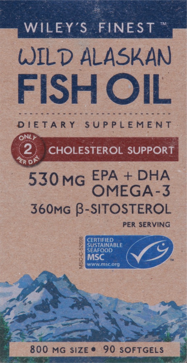 slide 5 of 9, Wiley's Finest Wild Alaskan Fish Oil Cholesterol Support Softgels, 90 ct