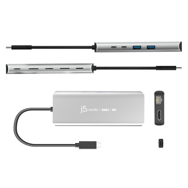 slide 5 of 6, J5Create Usb4 8K Multi-Port Hub, Space Gray, Jcd403, 1 ct