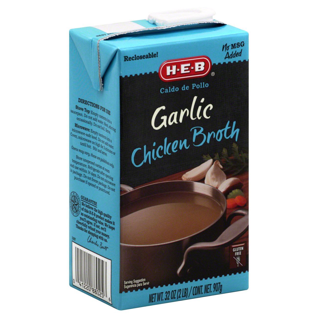 slide 1 of 1, H-E-B Garlic ChickenBroth, 32 oz