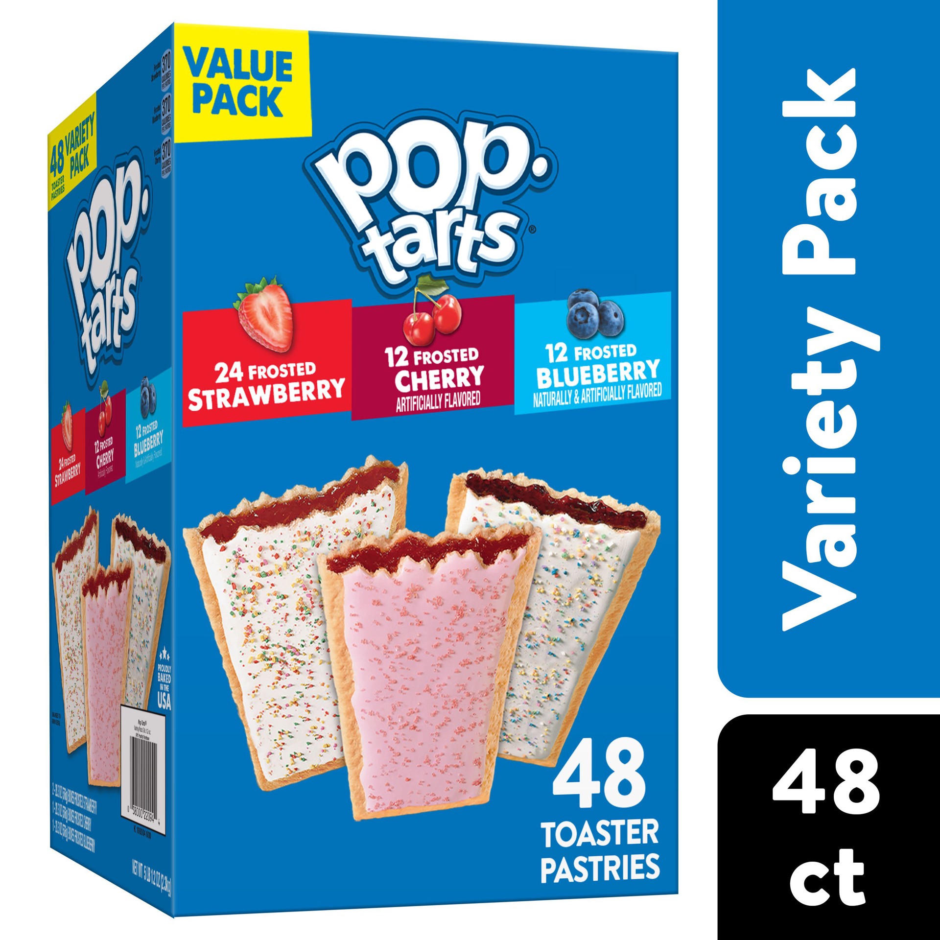 slide 1 of 8, Pop-Tarts Toaster Pastries, Breakfast Foods, Kids Snacks, Value Pack, Variety Pack, 81.2oz Box, 48 Pop-Tarts, 81.20 oz