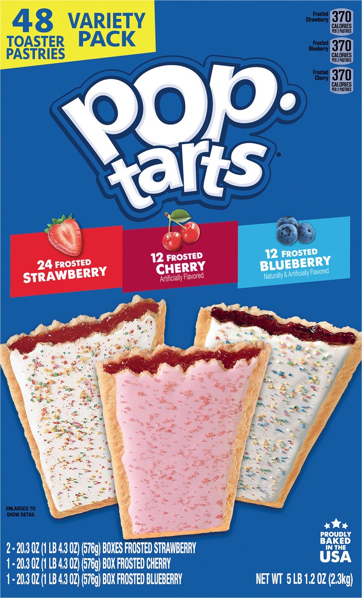 slide 3 of 8, Pop-Tarts Toaster Pastries, Breakfast Foods, Kids Snacks, Value Pack, Variety Pack, 81.2oz Box, 48 Pop-Tarts, 81.20 oz