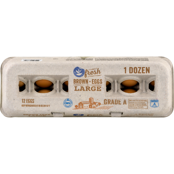 slide 1 of 1, GIANT Brown Eggs Grade A Large, 1 doz