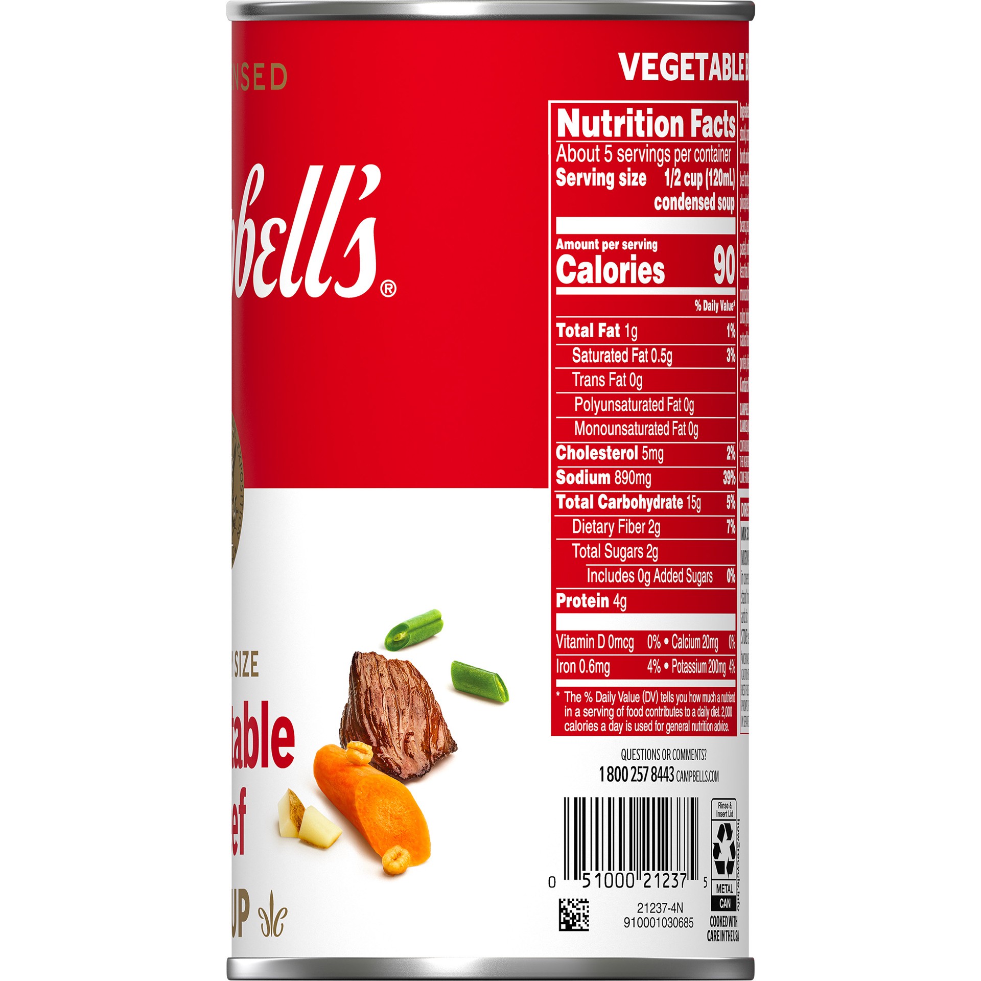 slide 5 of 5, Campbell's Condensed Family Size Vegetable Beef Soup, 23 oz