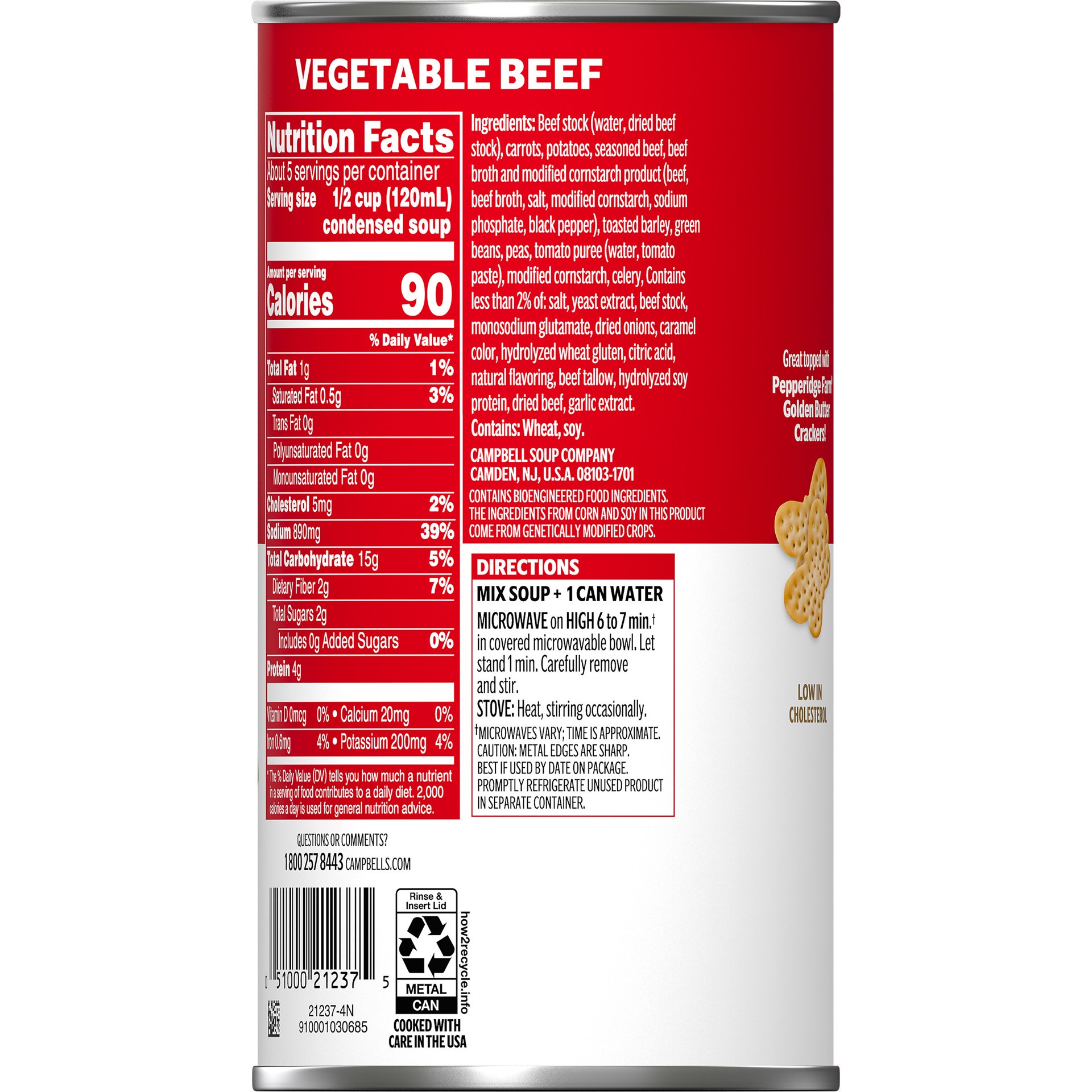 slide 2 of 5, Campbell's Condensed Family Size Vegetable Beef Soup, 23 oz