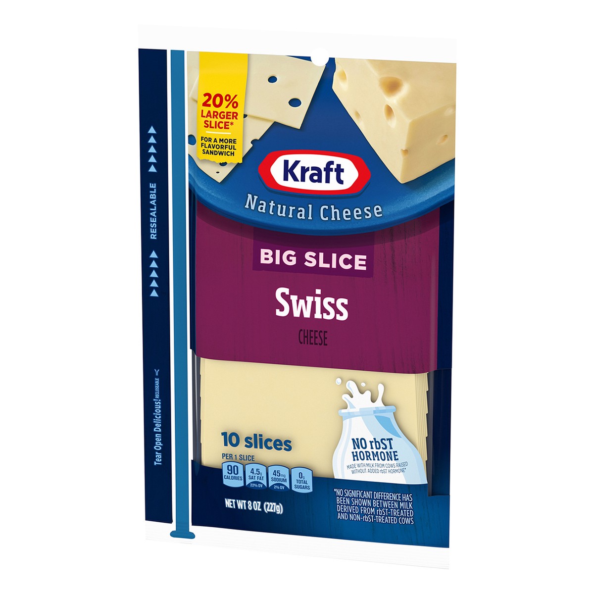 slide 7 of 9, Kraft Big Slice Swiss Cheese Slices, 10 ct Pack, 10 ct