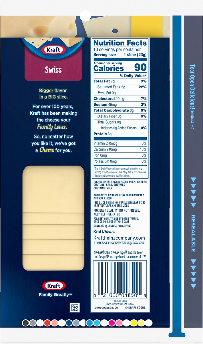 slide 8 of 9, Kraft Big Slice Swiss Cheese Slices, 10 ct Pack, 10 ct