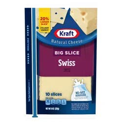 Kraft Big Slice Swiss Cheese Slices, 10 ct Pack
