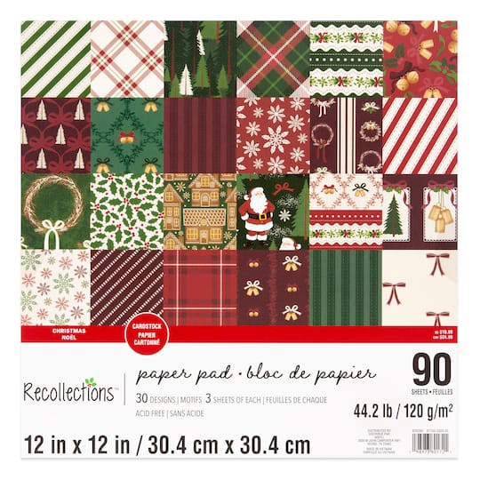 slide 1 of 3, 12" X 12" Bough & Berry Cardstock Paper Pad By Recollections, 90 Sheets, 12 in x 12 in