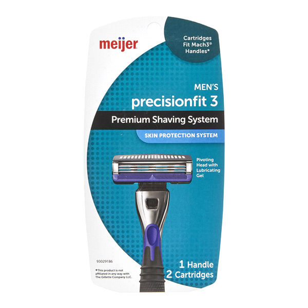 slide 1 of 1, Meijer PrecisionFit 3 Premium Shaving System, Handle with 2 Refill Cartridges, 1 ct