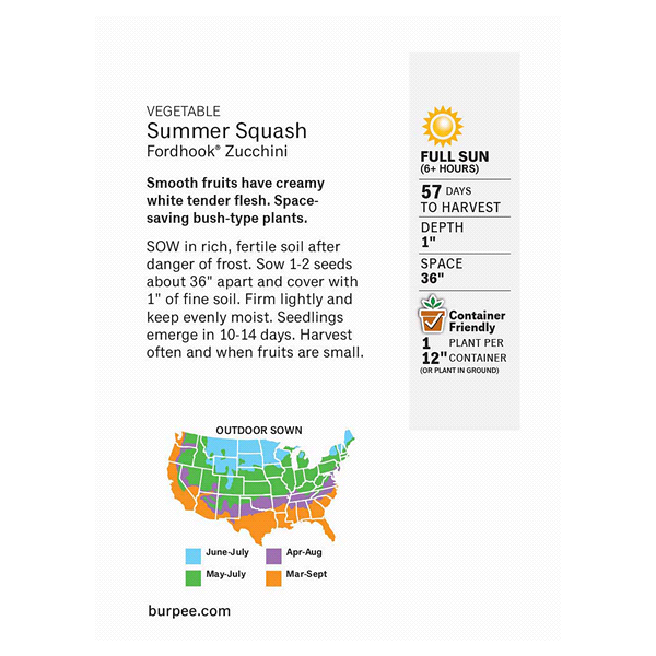 slide 4 of 5, Burpee Summer Squash Fordhook Zucchini Seeds, 1 ct