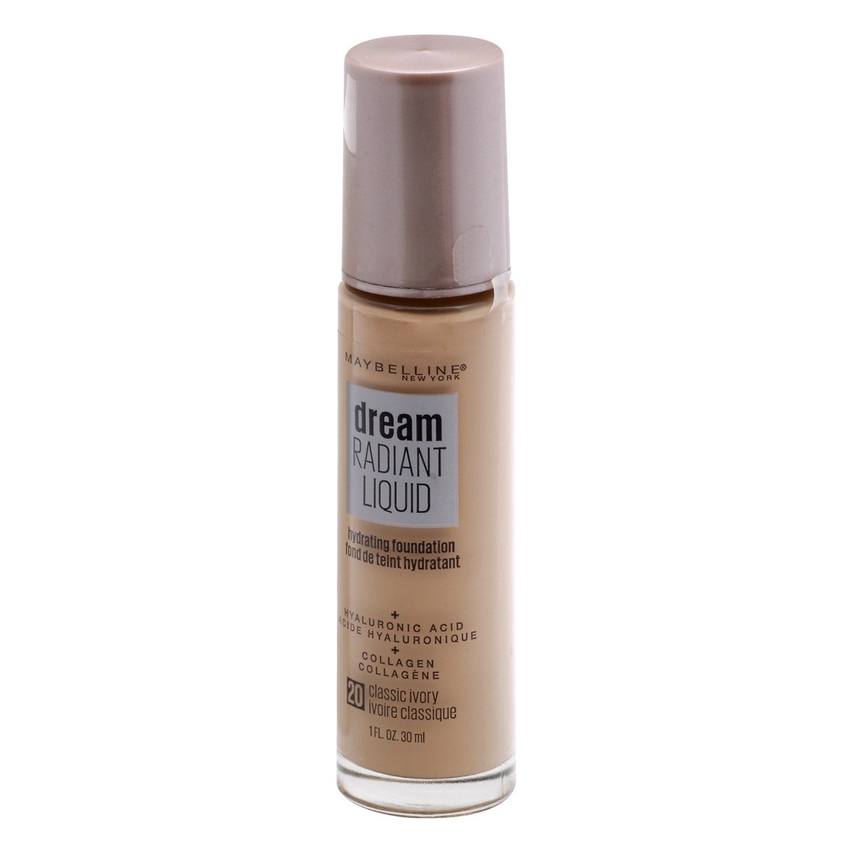 slide 3 of 9, Maybelline Dream Radiant Liquid Classic Ivory 20 Hydrating Foundation 1 fl oz, 1 oz