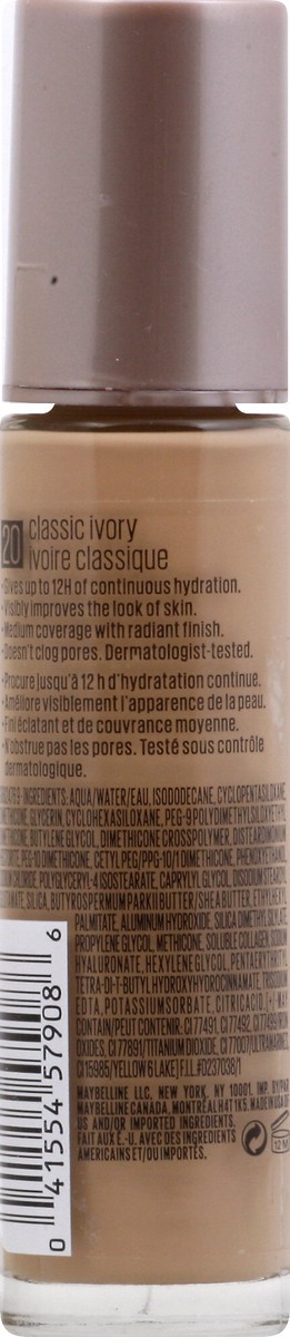 slide 5 of 9, Maybelline Dream Radiant Liquid Classic Ivory 20 Hydrating Foundation 1 fl oz, 1 oz