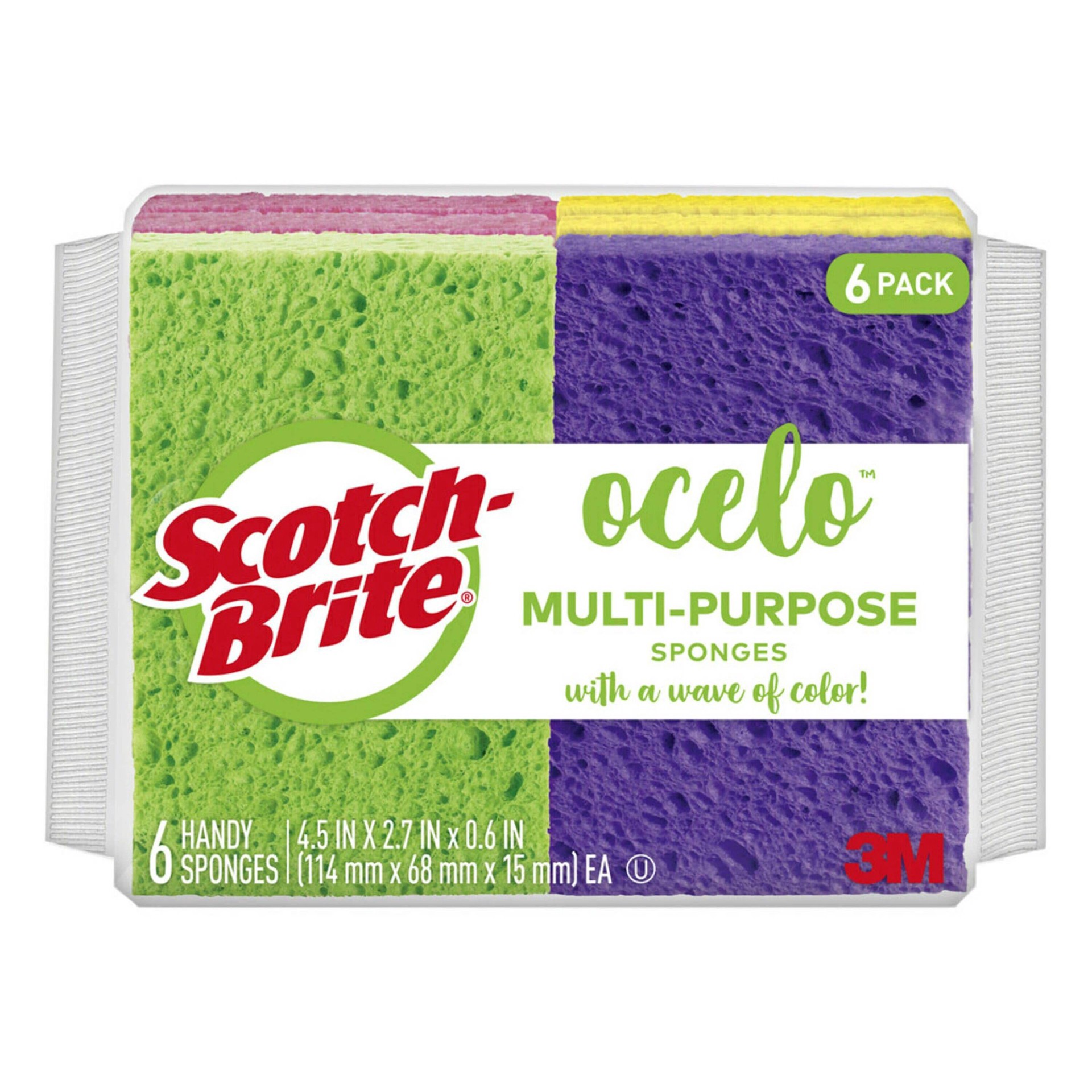 slide 1 of 2, Scotch-Brite ocelo Multi-Purpose Cellulose Sponges - Assorted Colors - 6pk, 6 ct