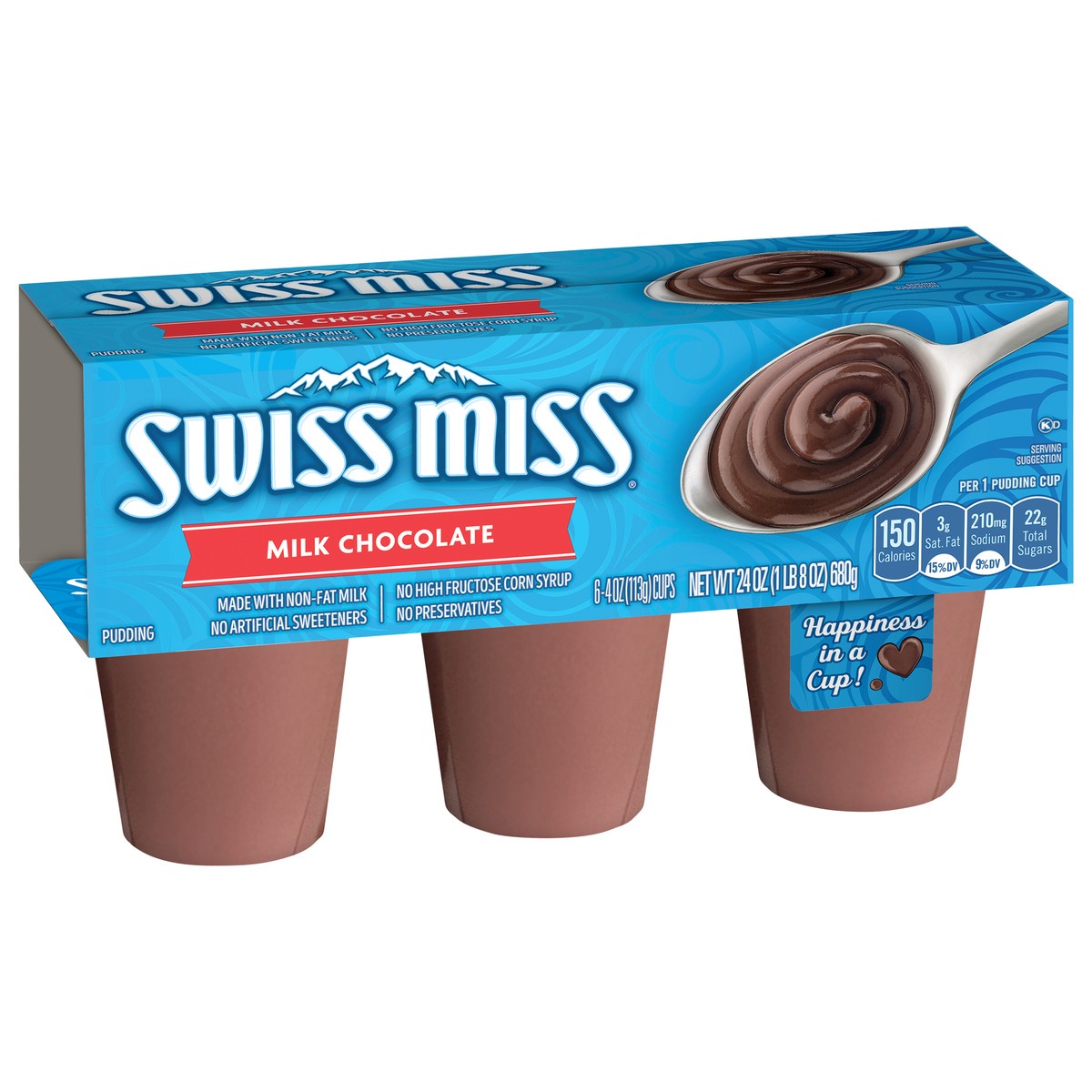 slide 6 of 6, Swiss Miss Milk Chocolate Pudding Cup/Tub/Bowl 6 ea, 6 ct