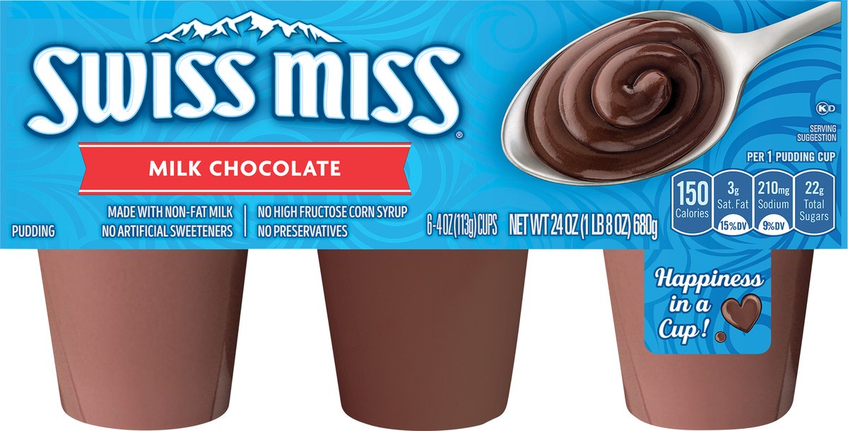 slide 5 of 6, Swiss Miss Milk Chocolate Pudding Cup/Tub/Bowl 6 ea, 6 ct