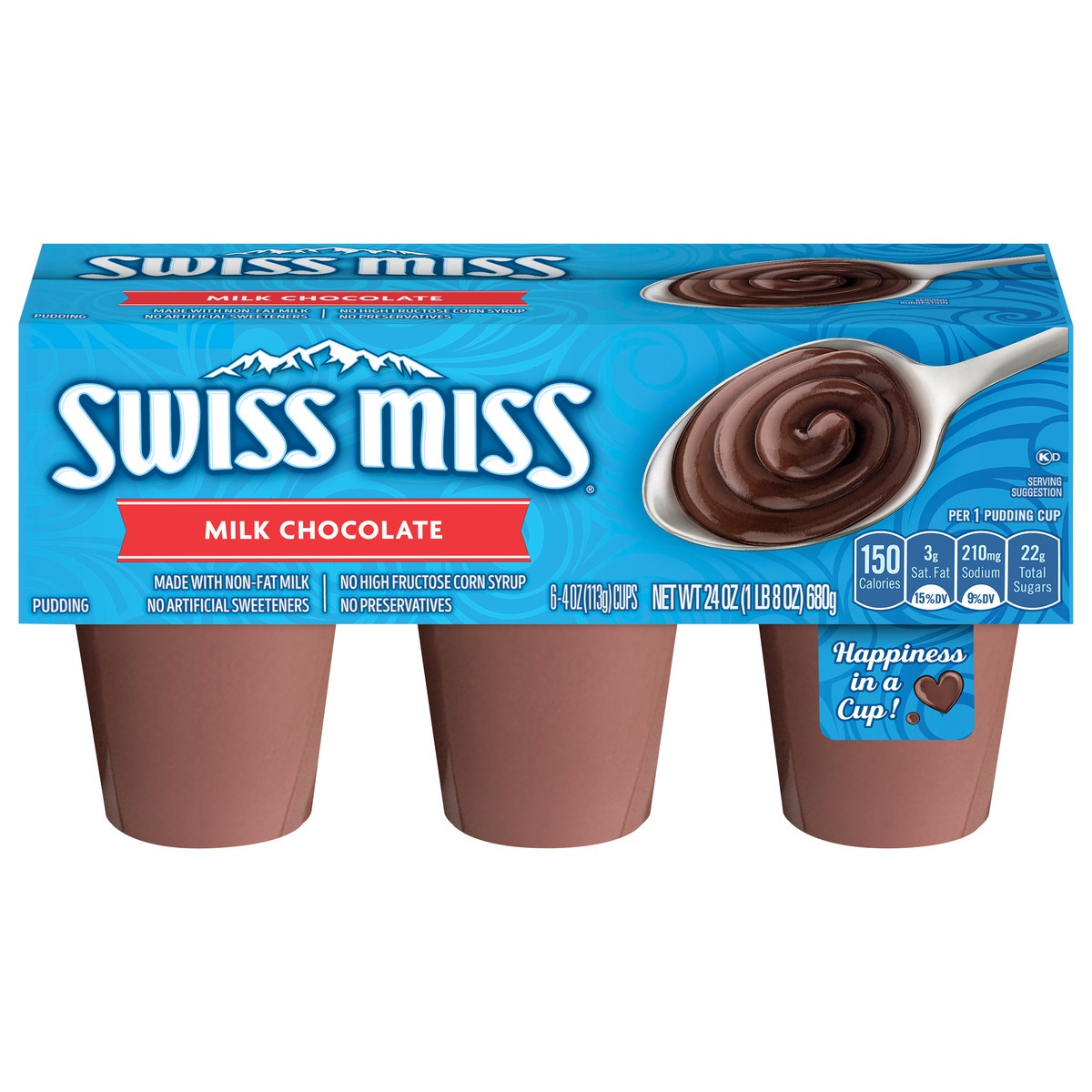 slide 1 of 6, Swiss Miss Milk Chocolate Pudding Cup/Tub/Bowl 6 ea, 6 ct