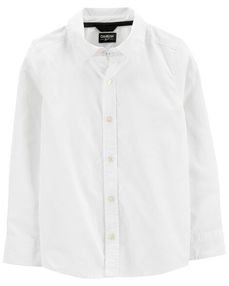 slide 1 of 2, Oshkosh Kid Long Sleeve Button-Front Uniform Shirt White 4, 1 ct