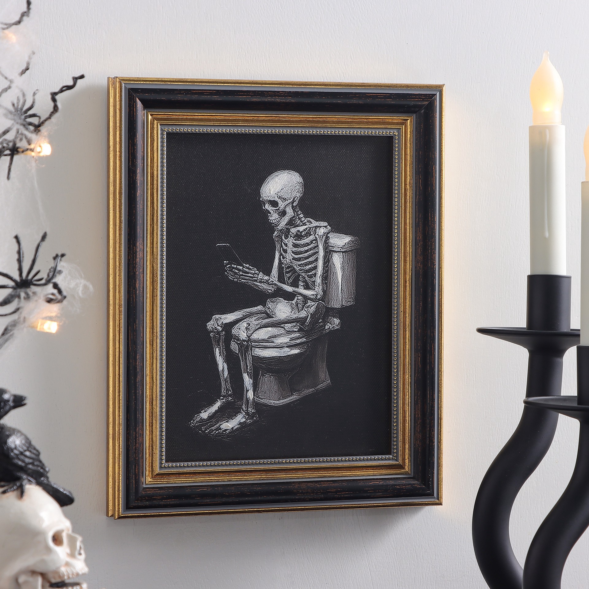 slide 2 of 7, 8" X 10" Skeleton With Toilet Wall Decor By Ashland, 8 in x 10 in