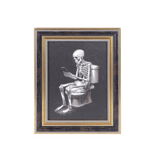 slide 1 of 7, 8" X 10" Skeleton With Toilet Wall Decor By Ashland, 8 in x 10 in