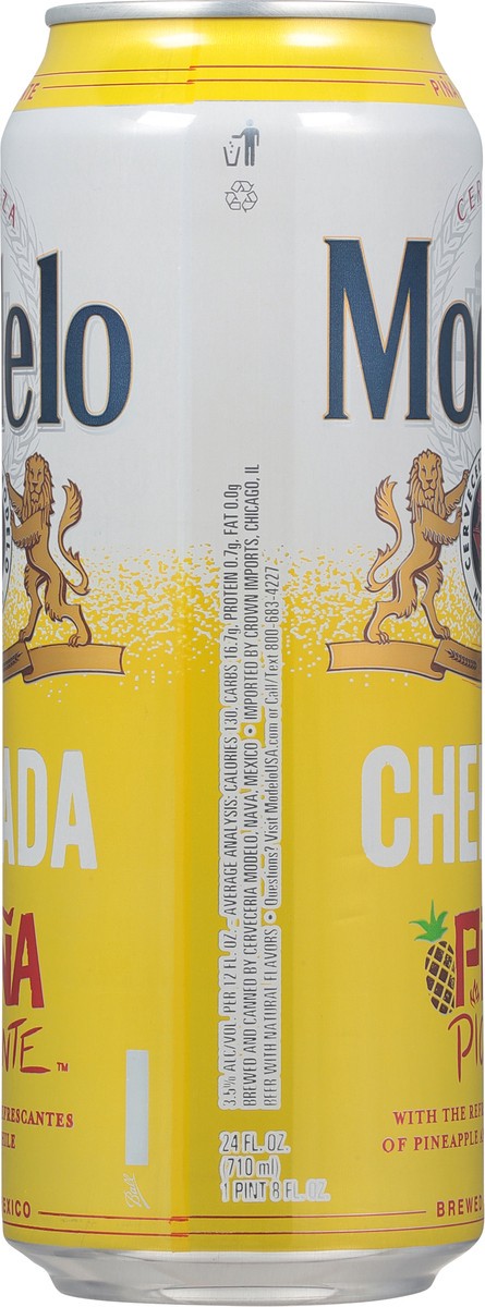 slide 7 of 10, Modelo Chelada Pina Picante Mexican Import Flavored Beer, 24 fl oz Can, 3.5% ABV, 24 fl oz