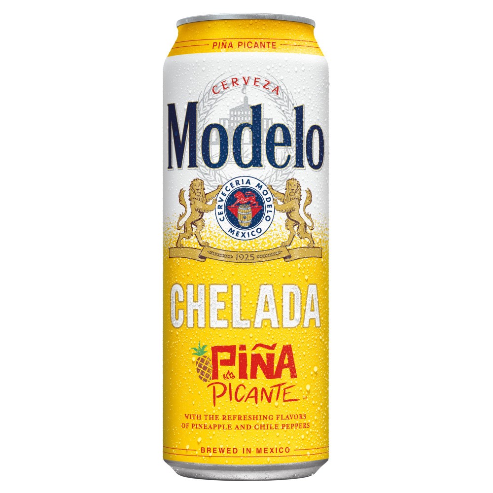 slide 1 of 10, Modelo Chelada Pina Picante Mexican Import Flavored Beer, 24 fl oz Can, 3.5% ABV, 24 fl oz