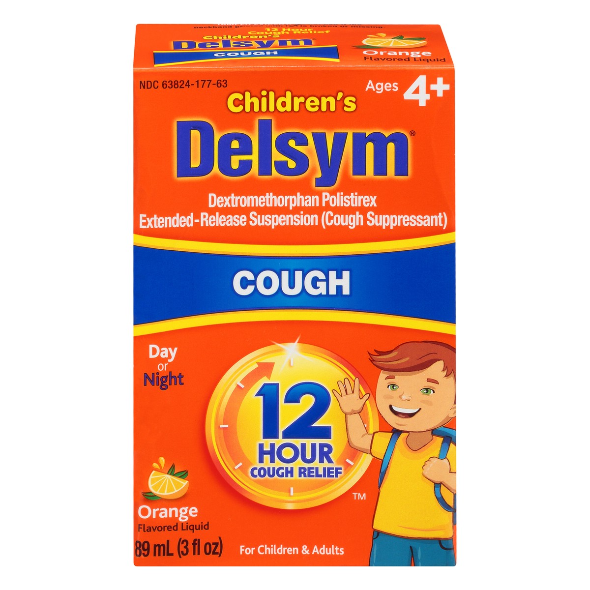 slide 1 of 1, Delsym Children's Cough Suppressant Liquid, Orange Flavor, 3 Ounce, 3 oz