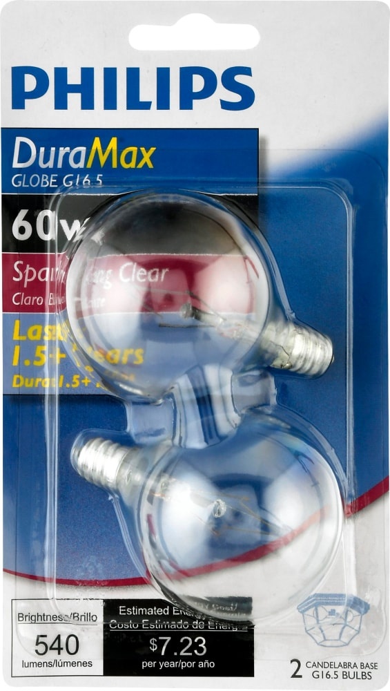 slide 1 of 1, Philips Light Bulb - Duramax Small Globe, 2 ct