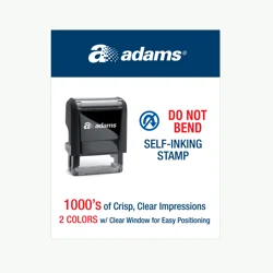 Adams Do Not Bend Stamp, Red and Blue Ink, Refillable, Black and Gray, 1 ct