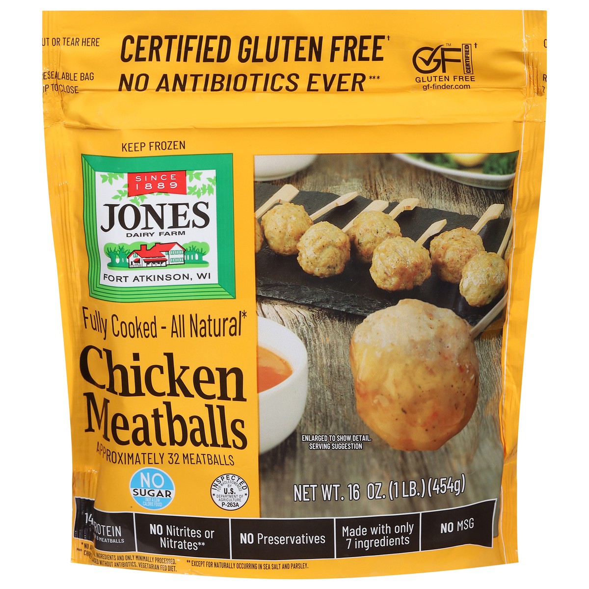 slide 2 of 13, Jones Dairy Farm Chicken Meatballs, 16 oz