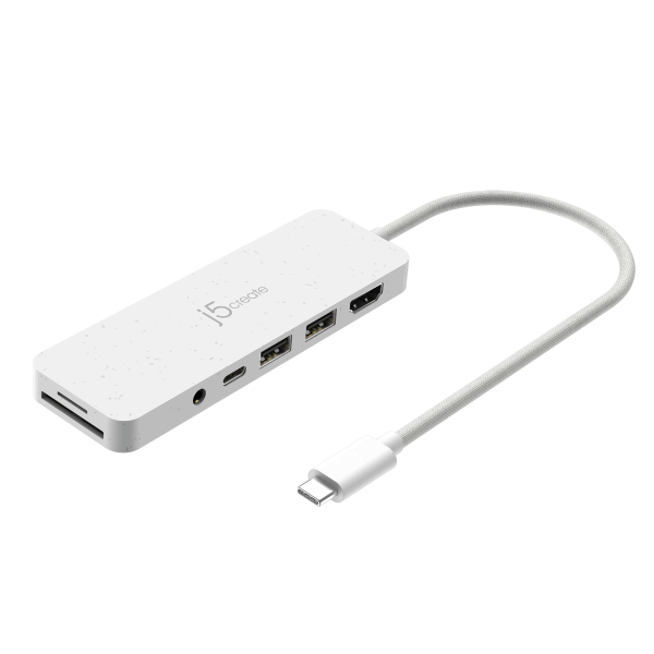 slide 4 of 7, J5Create Eco-Friendly Usb-C Multi-Port Hub With Power Delivery, 6-3/4"", White, Jcd373Ew, 1 ct