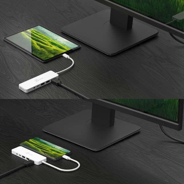 slide 2 of 7, J5Create Eco-Friendly Usb-C Multi-Port Hub With Power Delivery, 6-3/4"", White, Jcd373Ew, 1 ct
